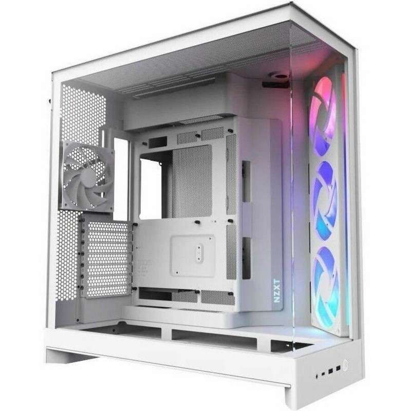 NZXT H9 Flow RGB 2025 ATX Mid-Tower Dual-Chamber PC Case - White